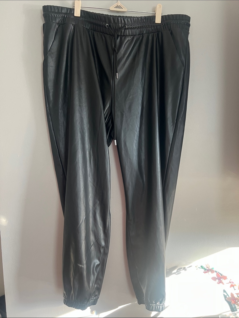 Nine‎ West Black Faux Leather Joggers